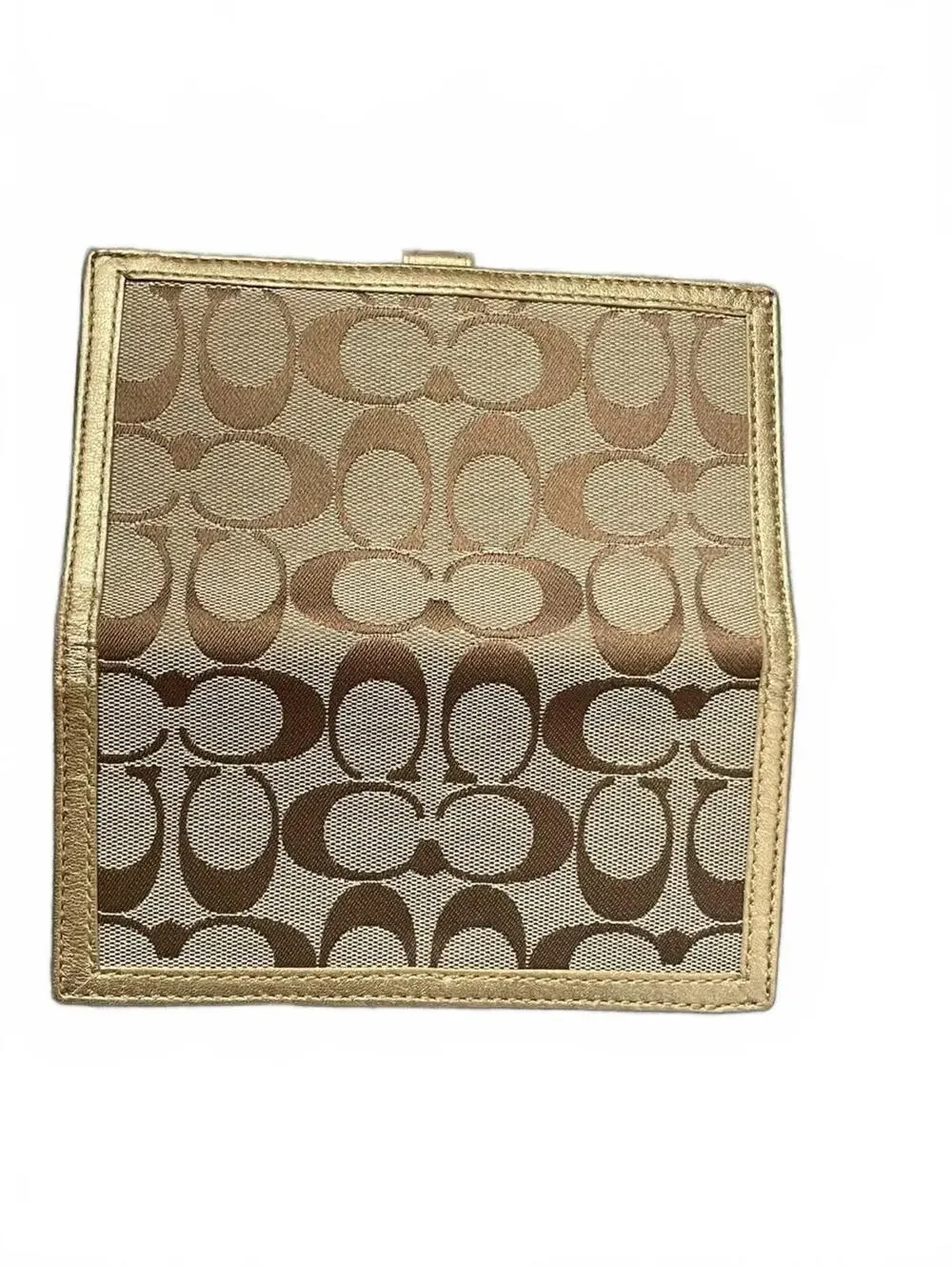 VTG Coach Khaki and Metallic Gold Signature Continental Wallet